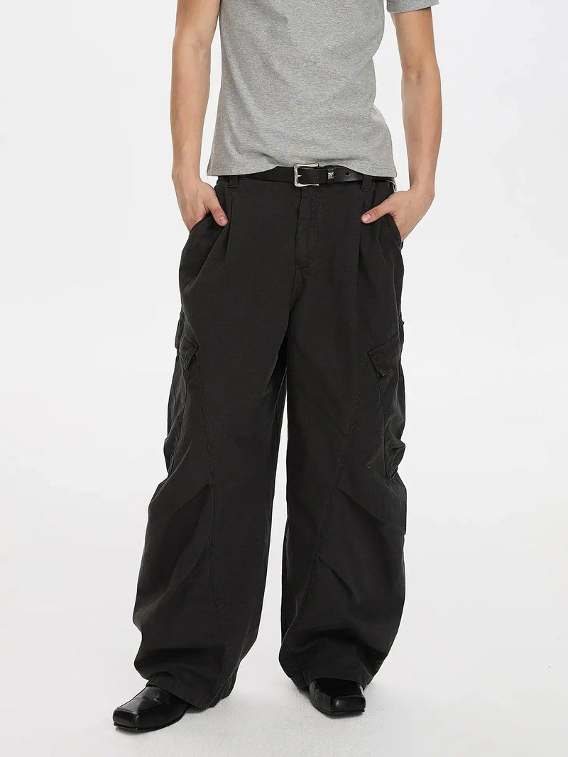 Pleated Parachute Cargo Pants