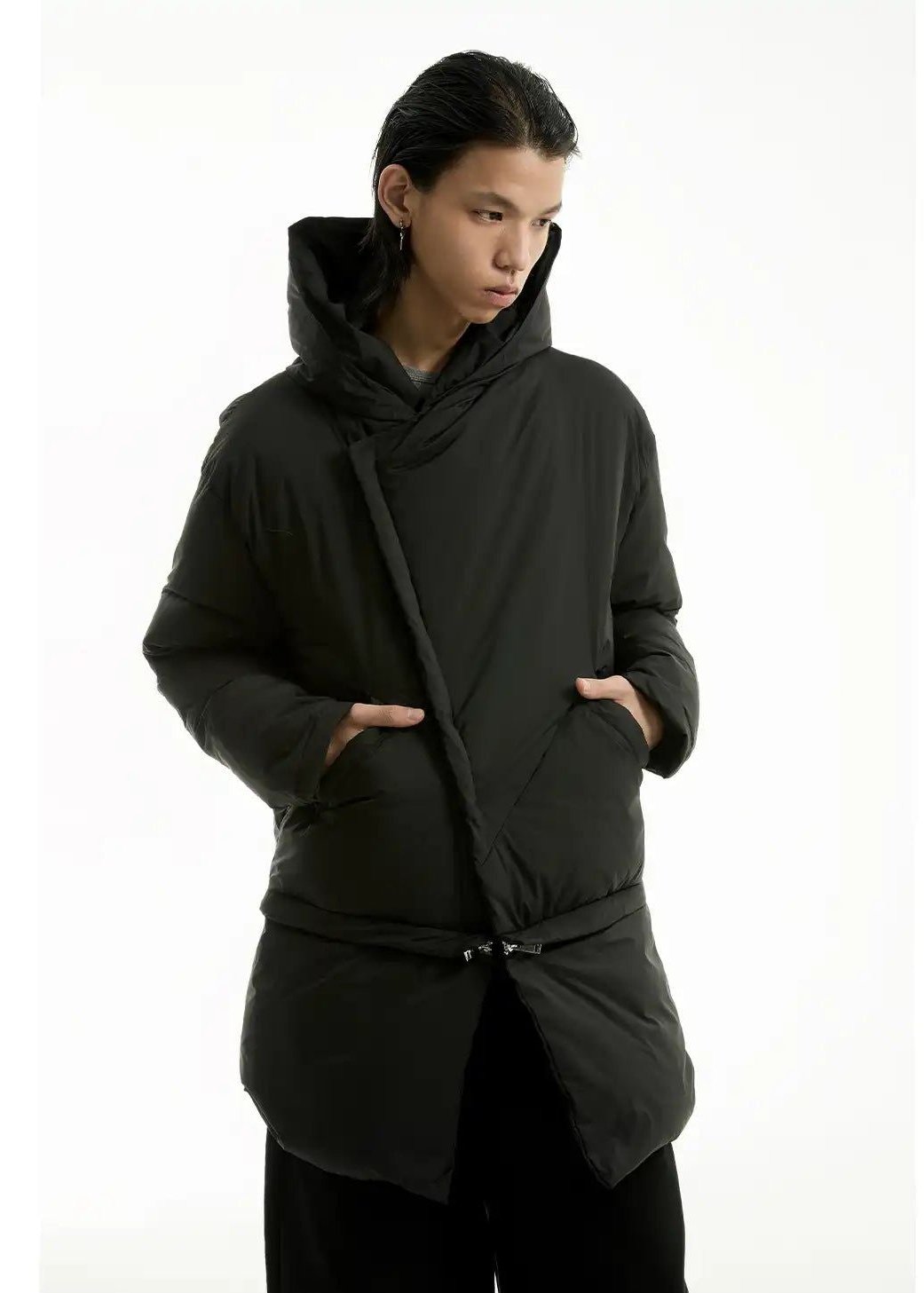 Detachable Hem Side Pockets Down Jacket