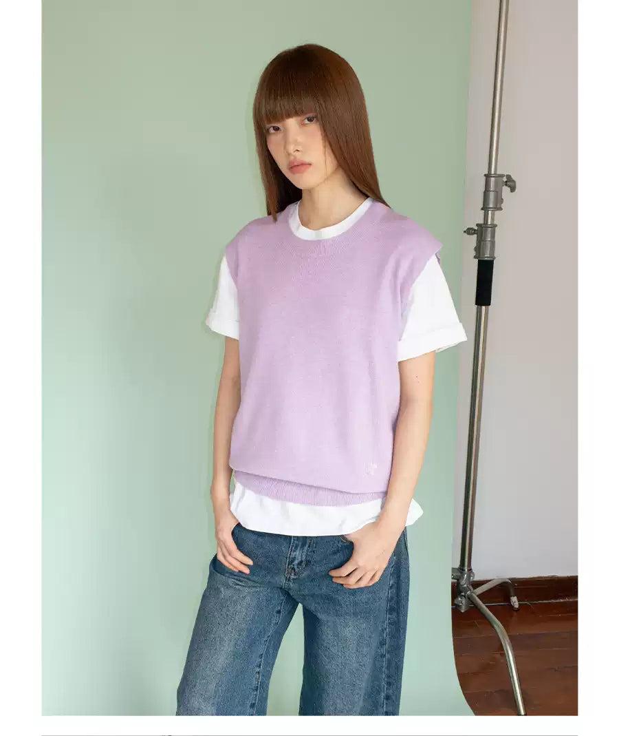 Plain Color Knit Vest