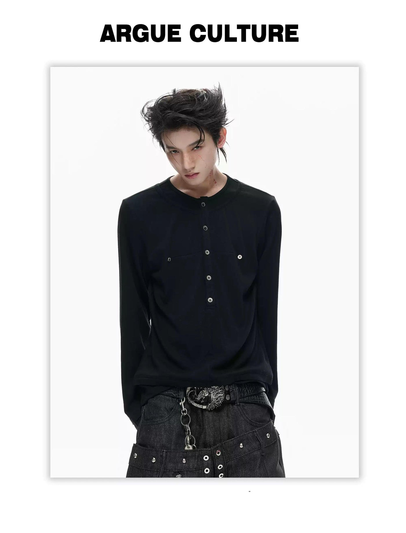Button Details Long Sleeve T-Shirt