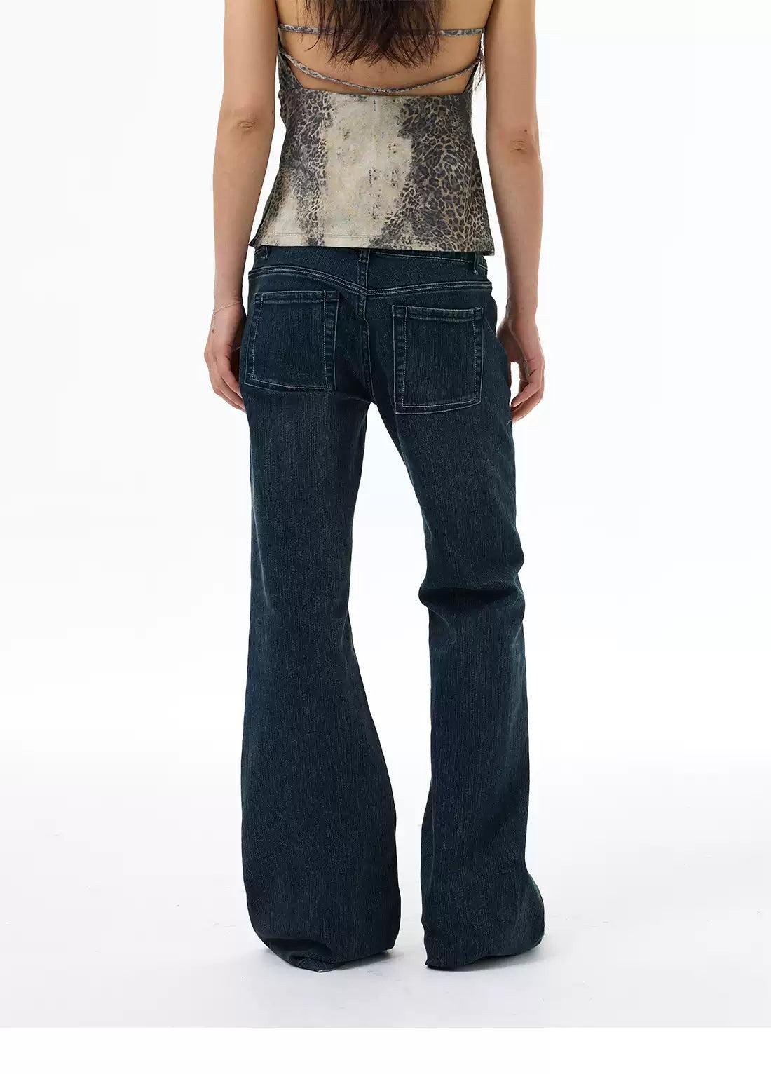 Subtle Distressed Flared Jeans