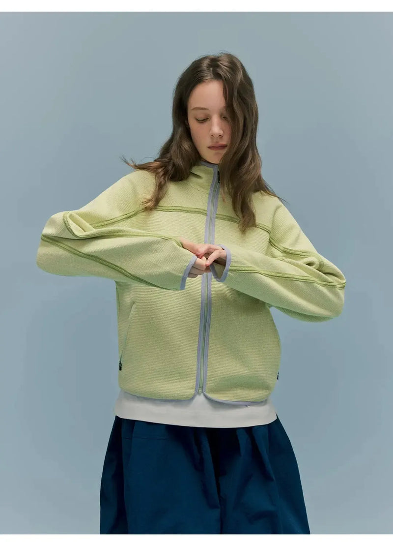 Contrast Zip Seam Detail Knit Jacket