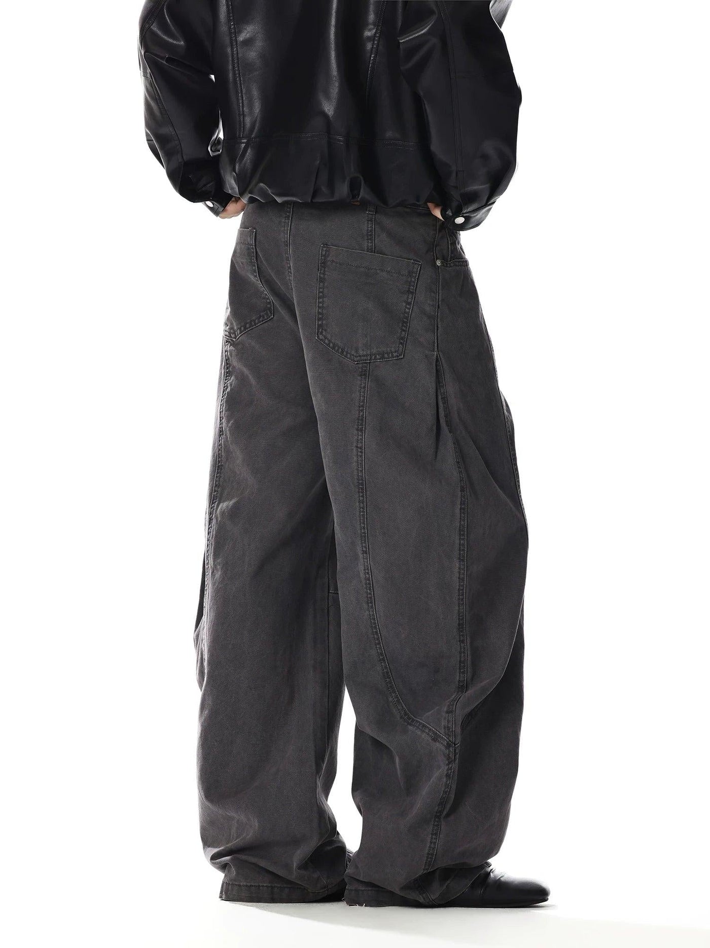 Washed Pleated Curved Pants