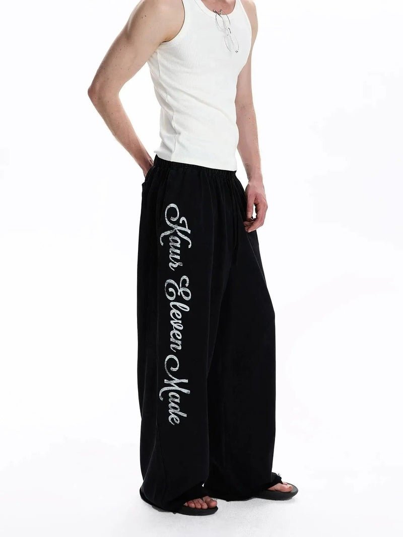 Letter Print Wide Leg Sweatpants