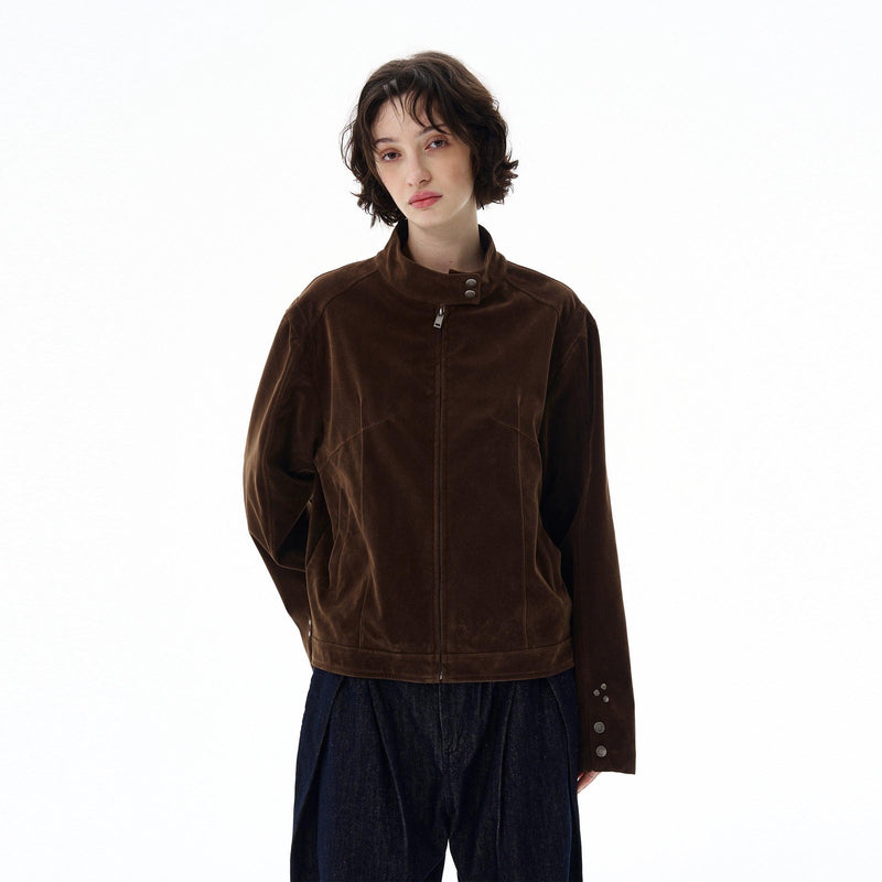 Sleek Stand Collar Zipped Jacket