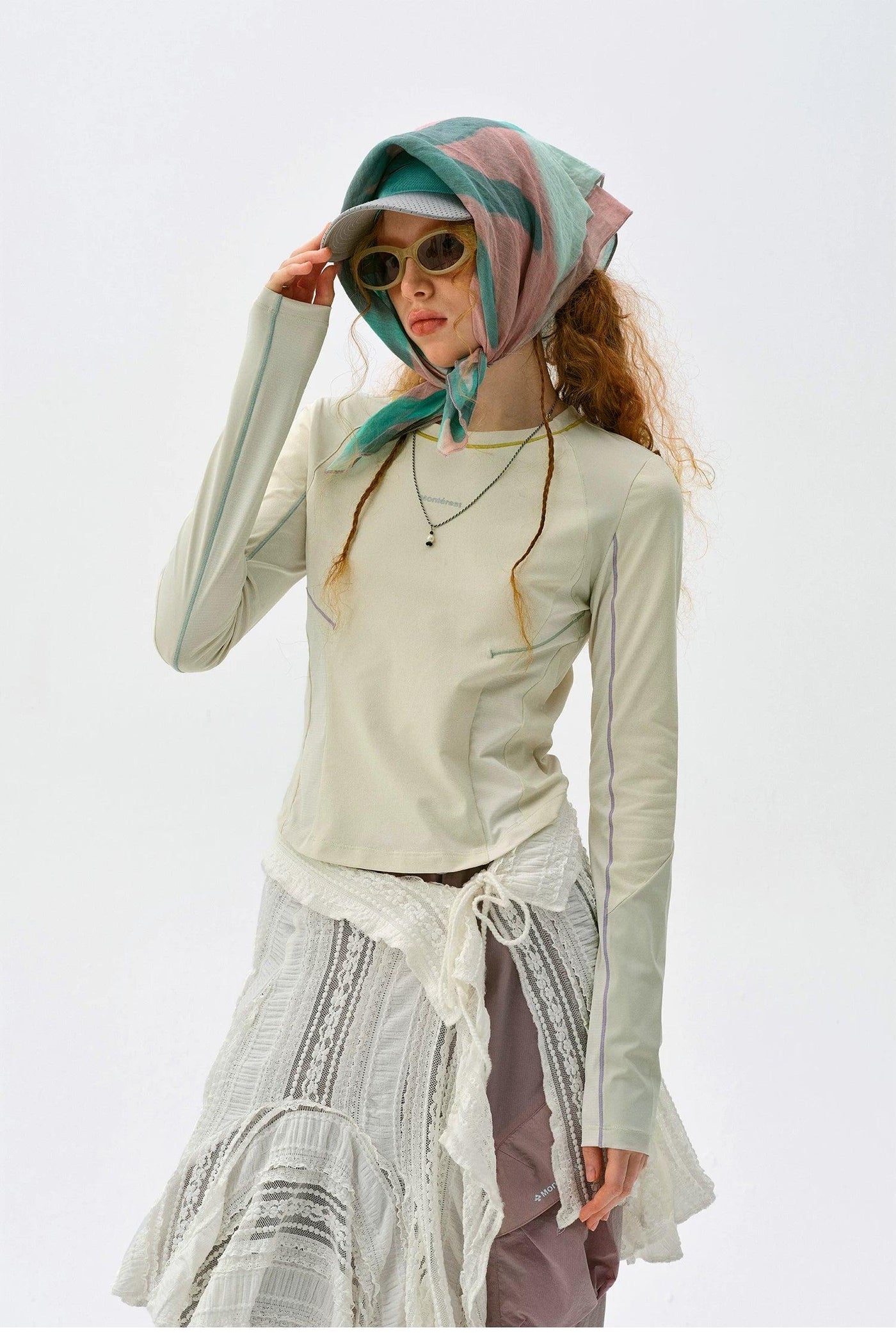 Panel Spliced Slim Fit L/S T-Shirt