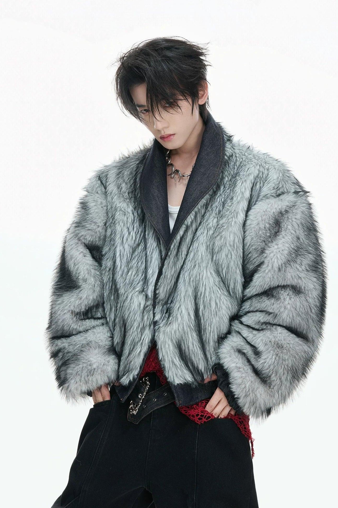 Reversible Faux Fur Denim Jacket