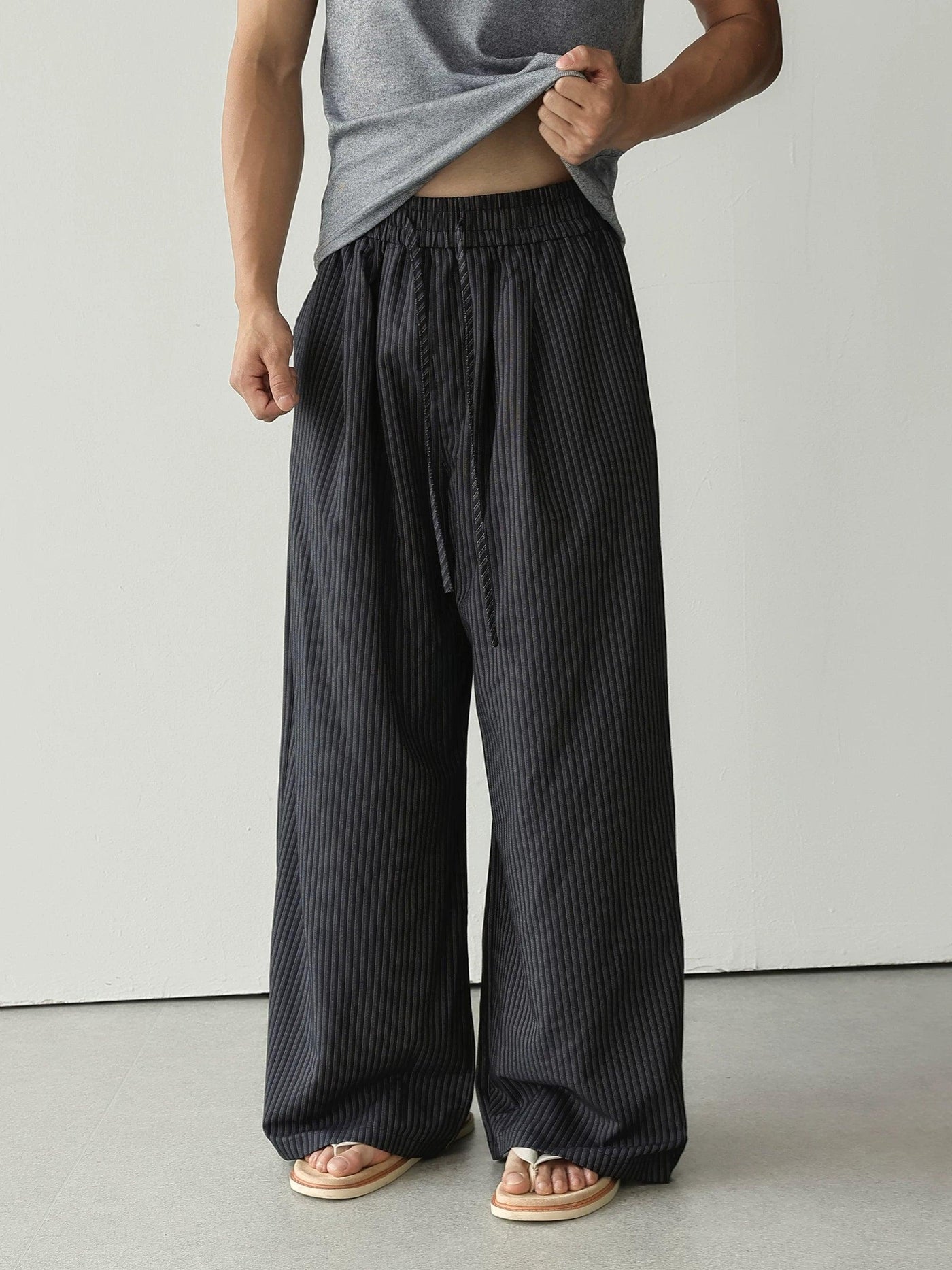 Vertical Stripe Wide Leg Pants