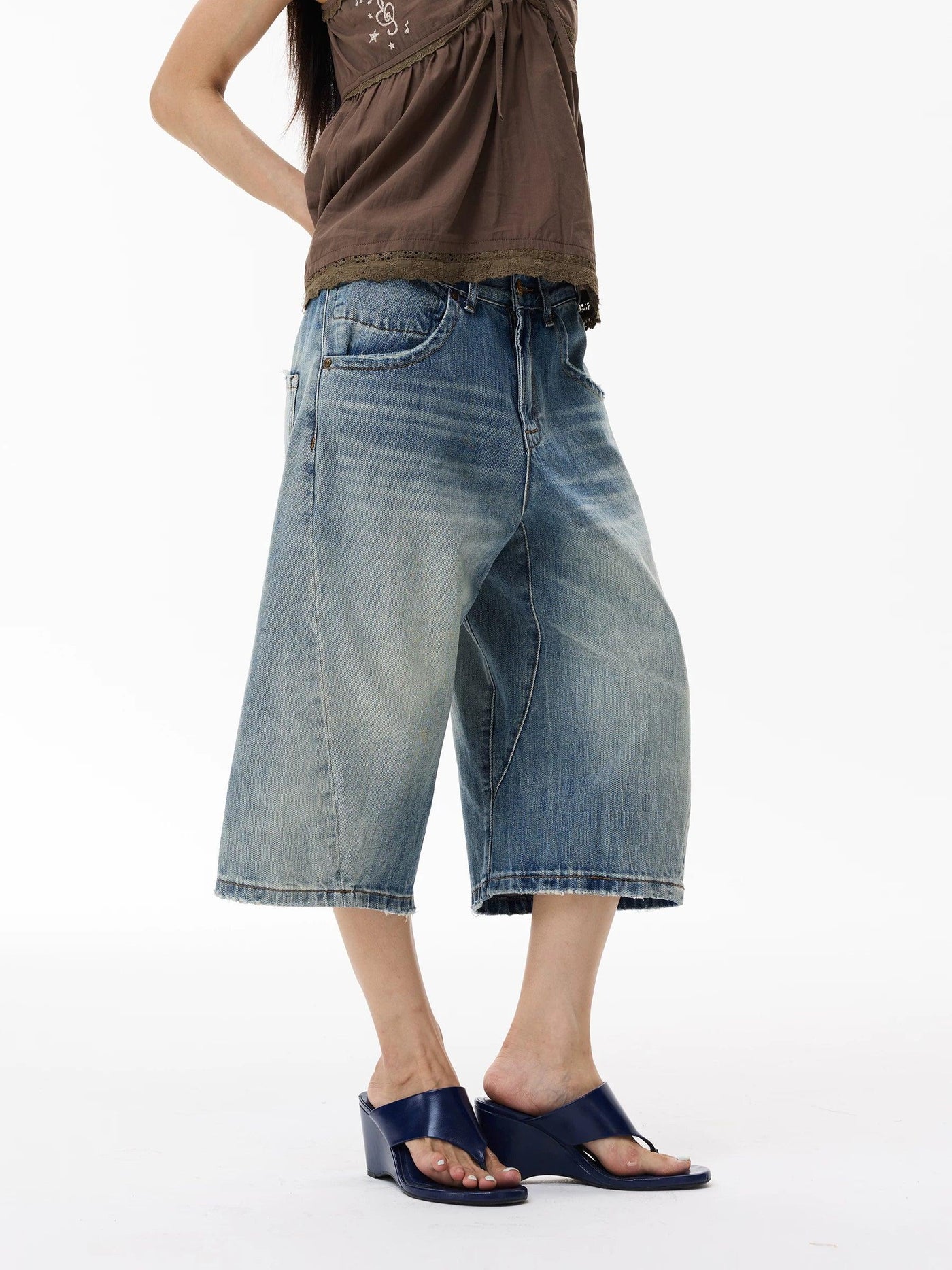 Acid Washed Denim Shorts