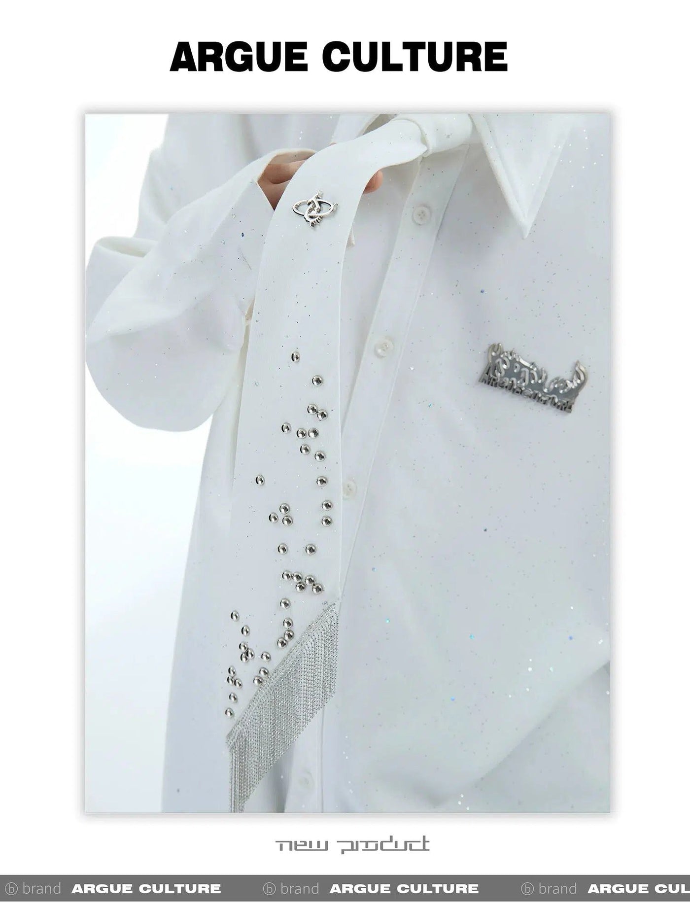 Metal Stud Tassel Tie