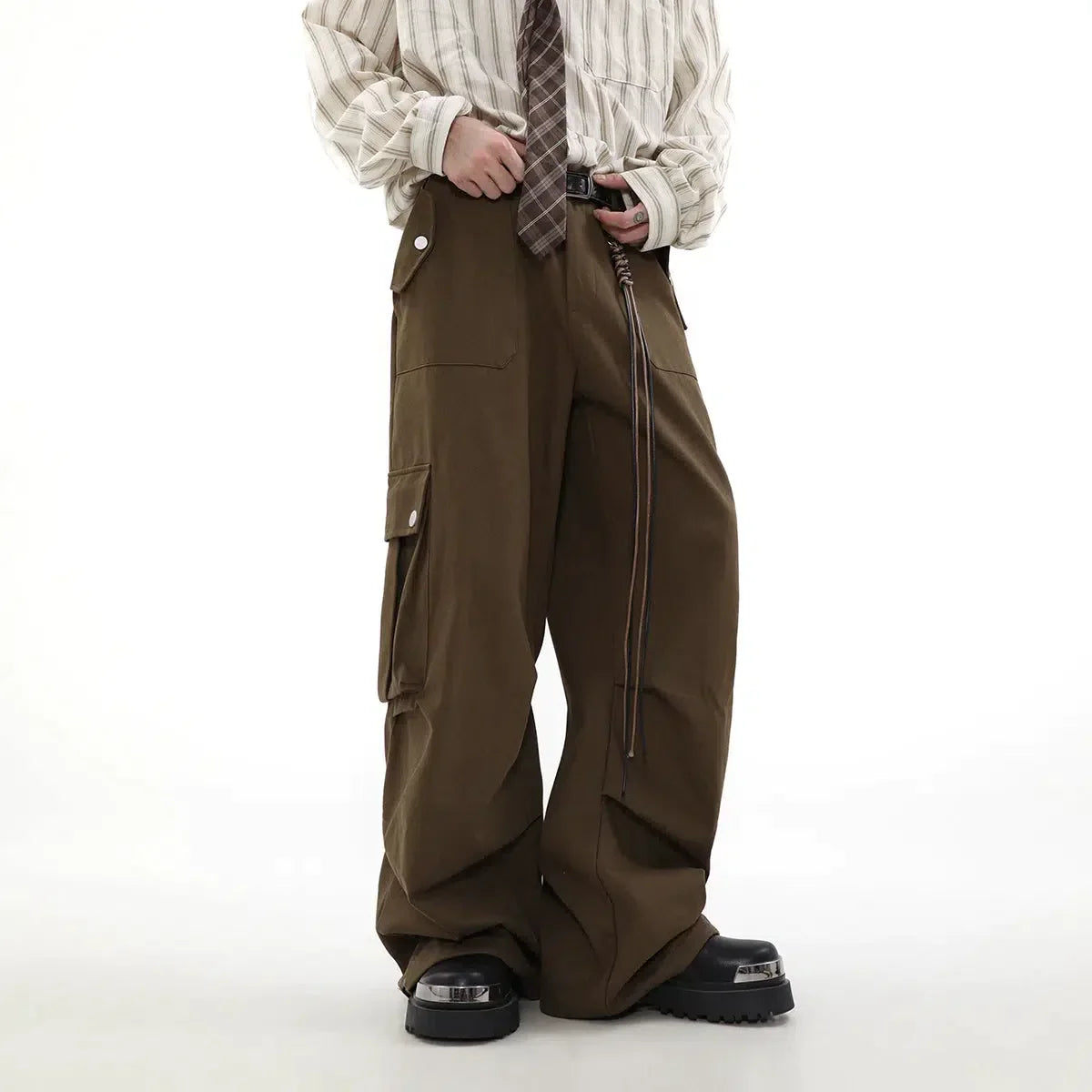 Casual String Detail Loose Cargo Pants
