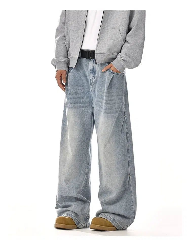 Light Washed Loose Wide Jeans