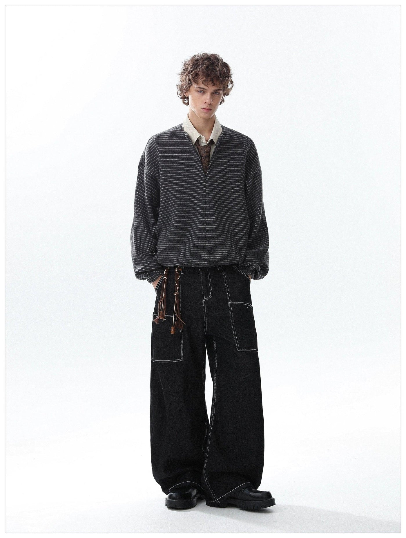 Thin Striped Clean Fit Half-Zip