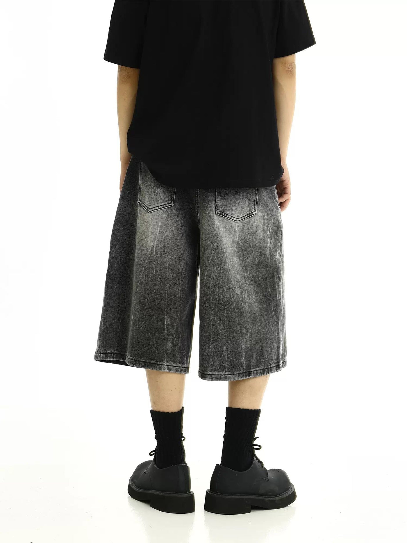 Splashed Washed Denim Shorts