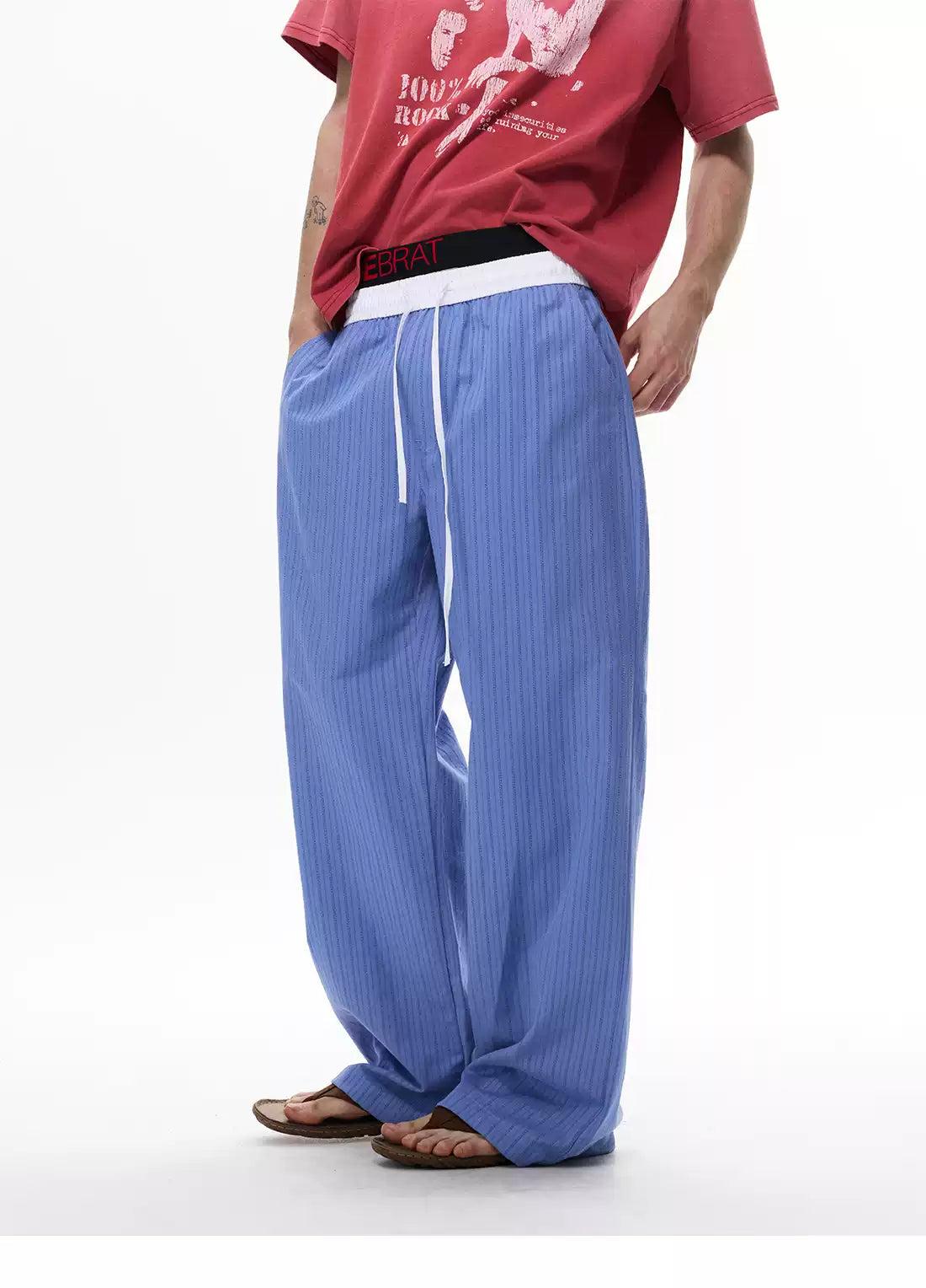 Drawstring Vertical Striped Pants