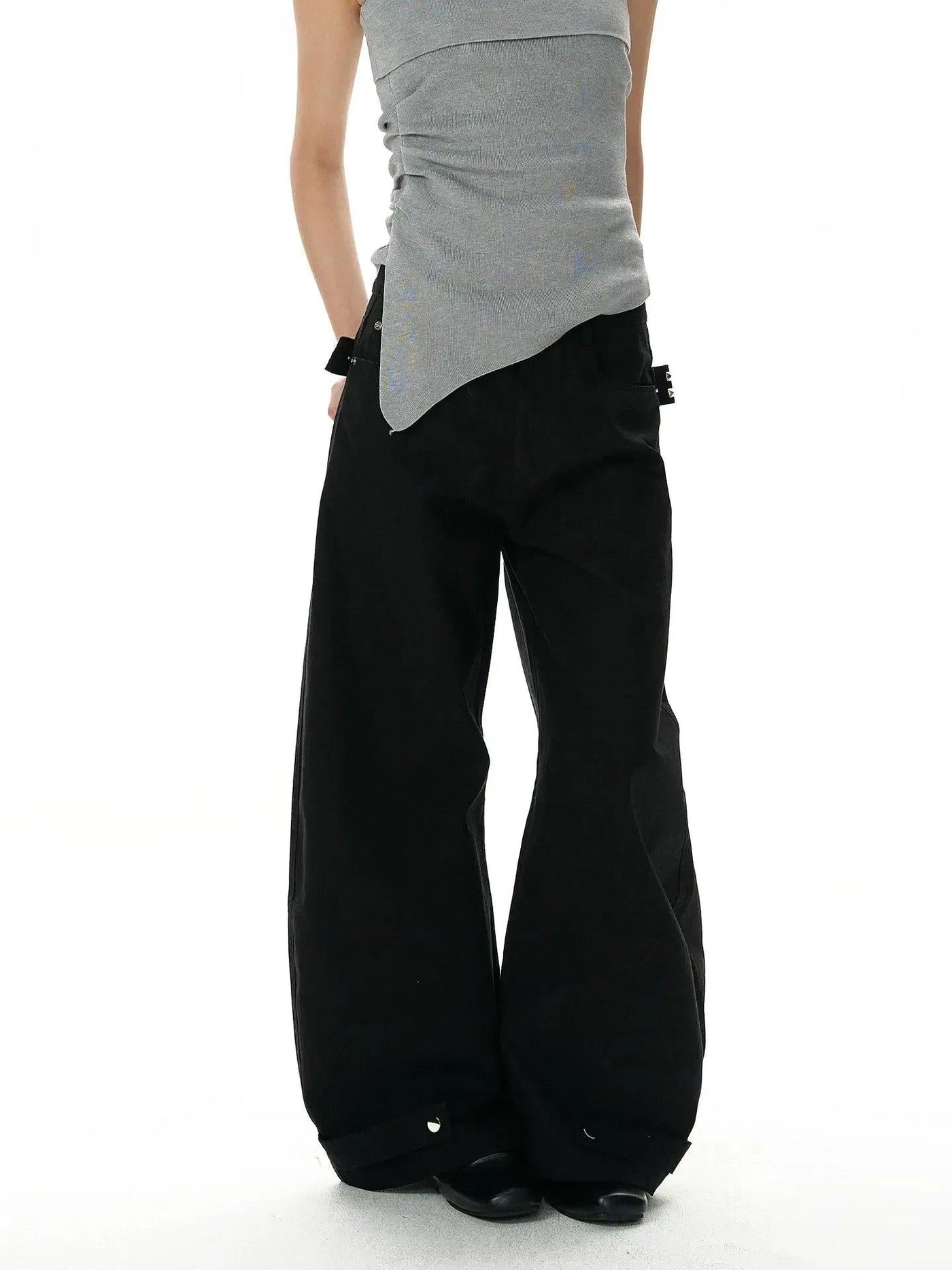 Riveted Belted Wide Leg Cargo Pants