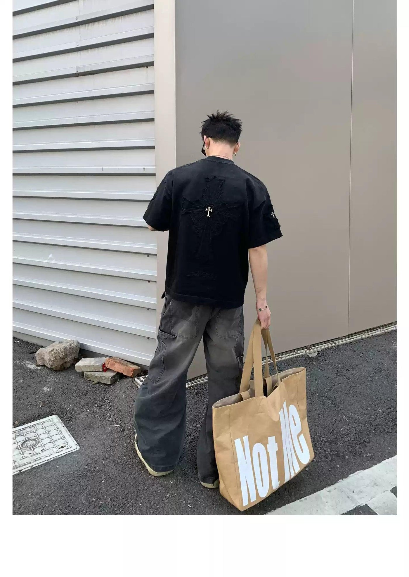 Faded Double-Knee Cargo Jeans