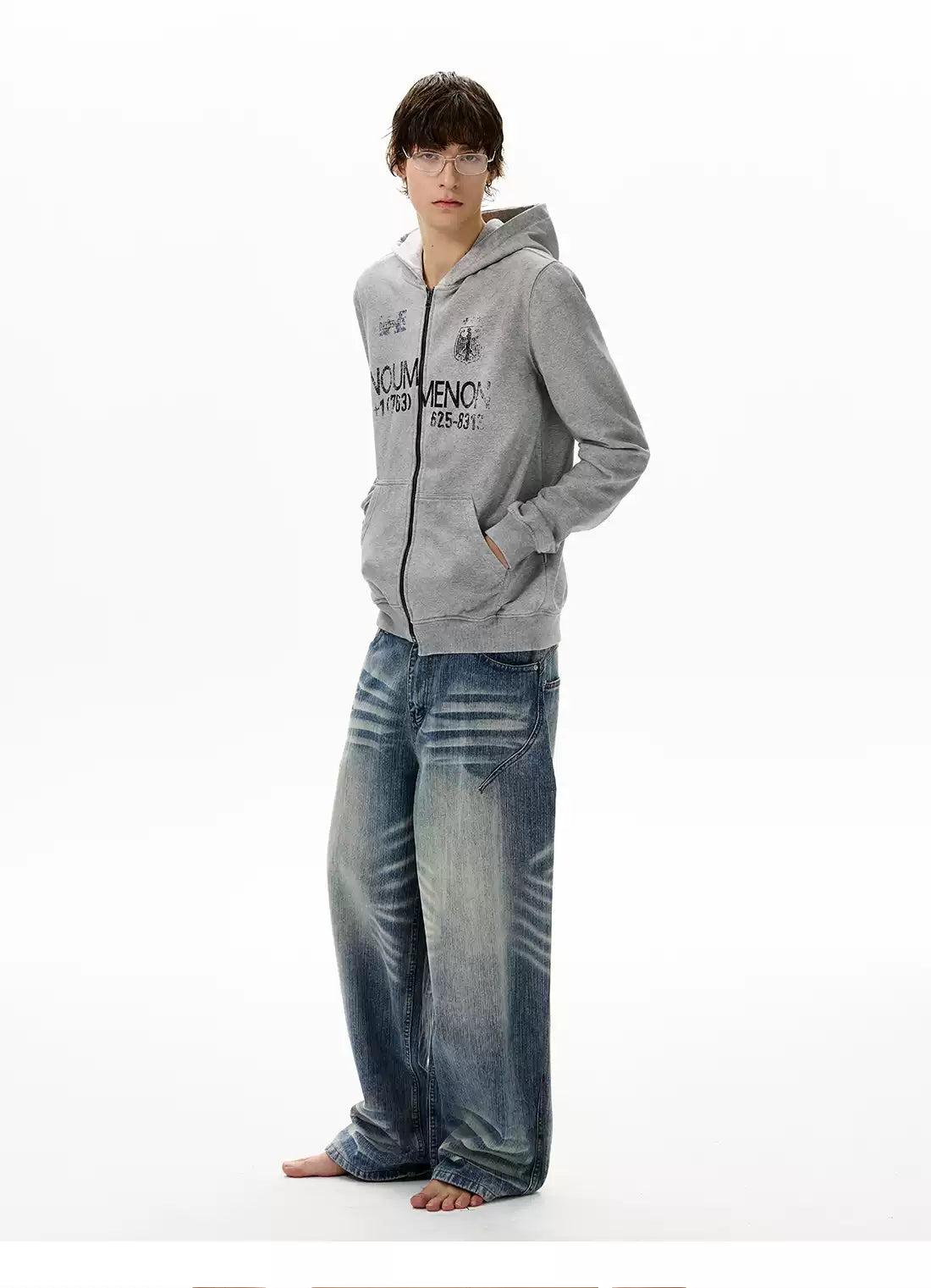 Whisker Faded Wide Jeans