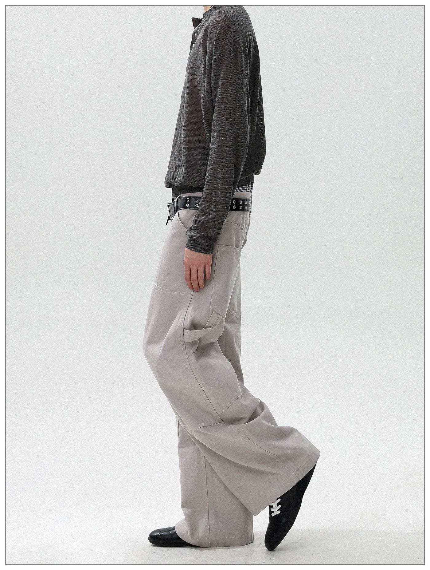 Plain Structured Straight Pants