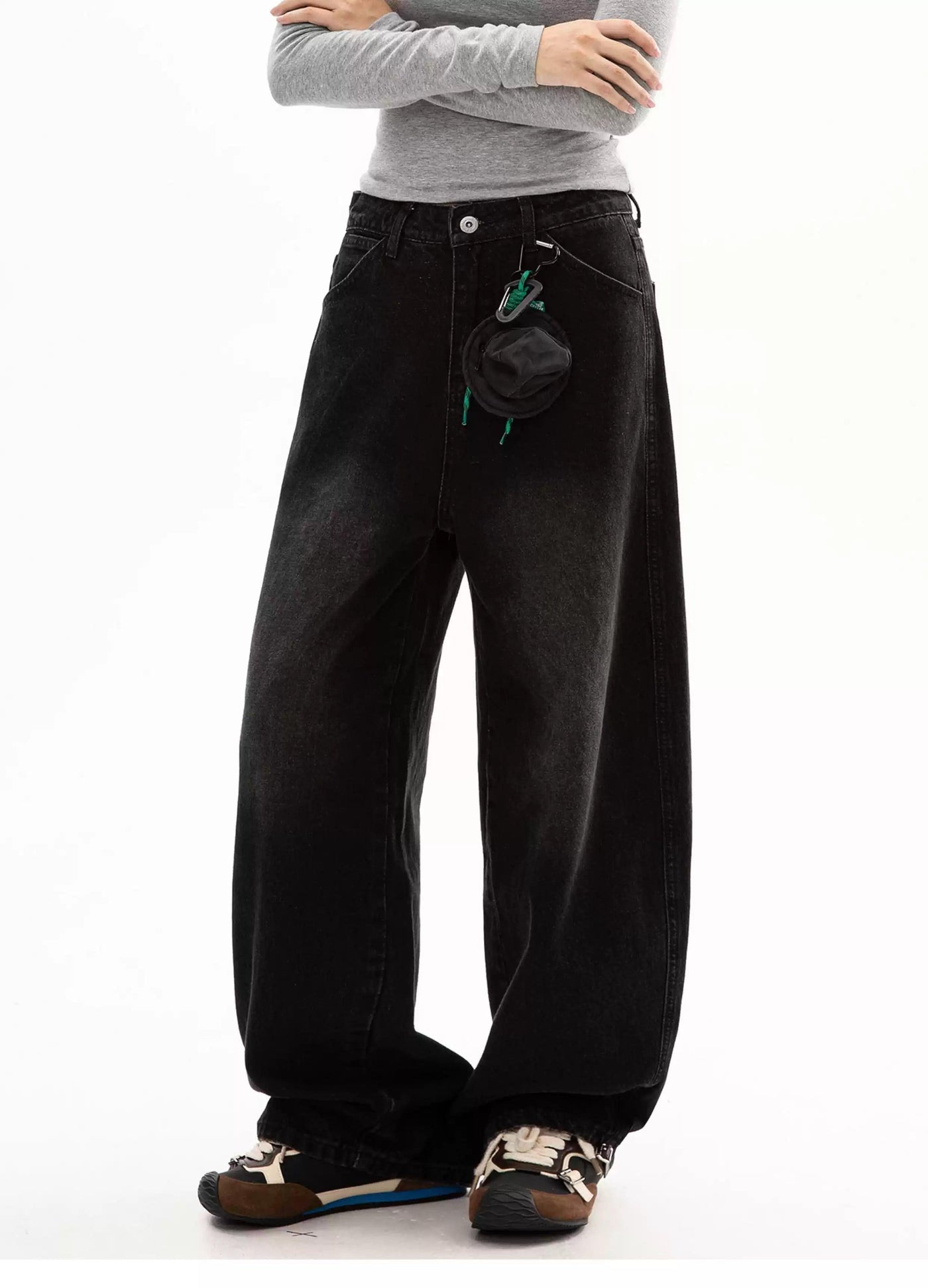 Washed Faded Straight Leg Jeans
