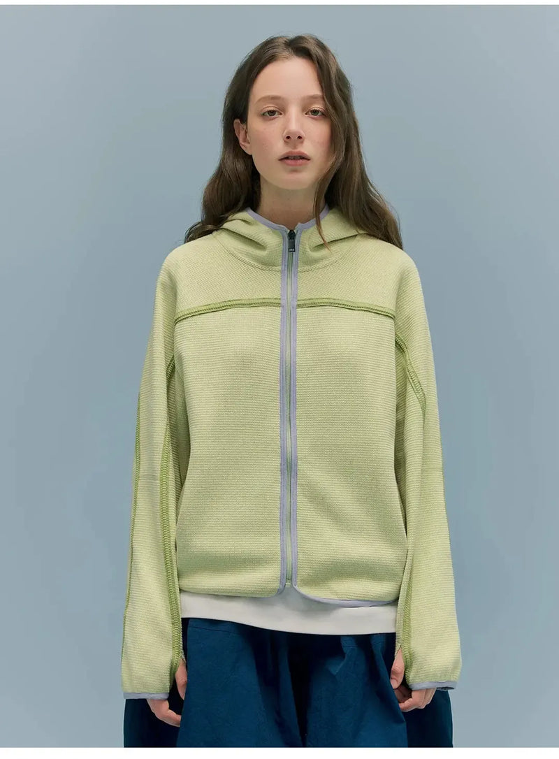 Contrast Zip Seam Detail Knit Jacket