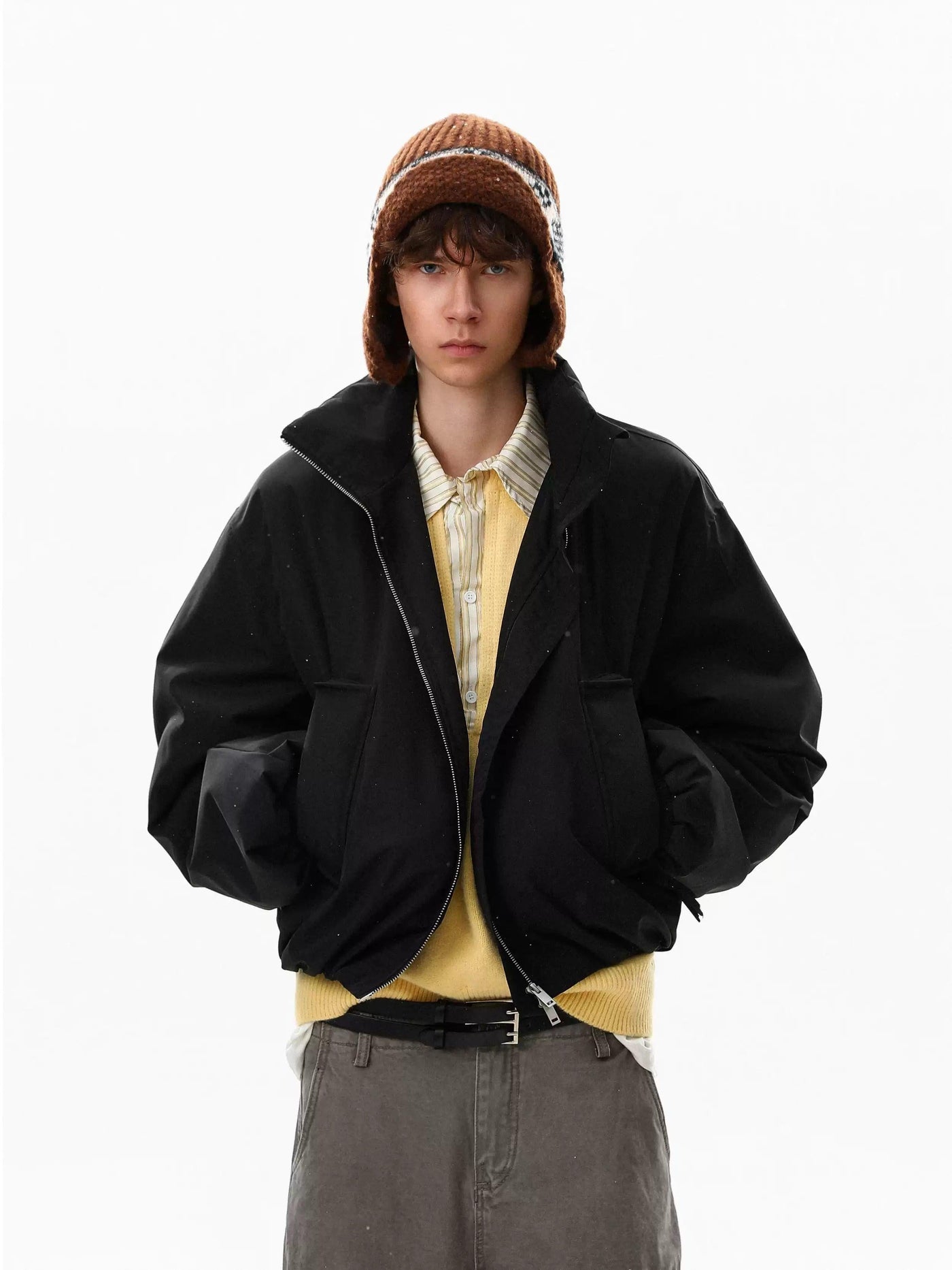 Side Pockets Zip-Up Structured Jacket