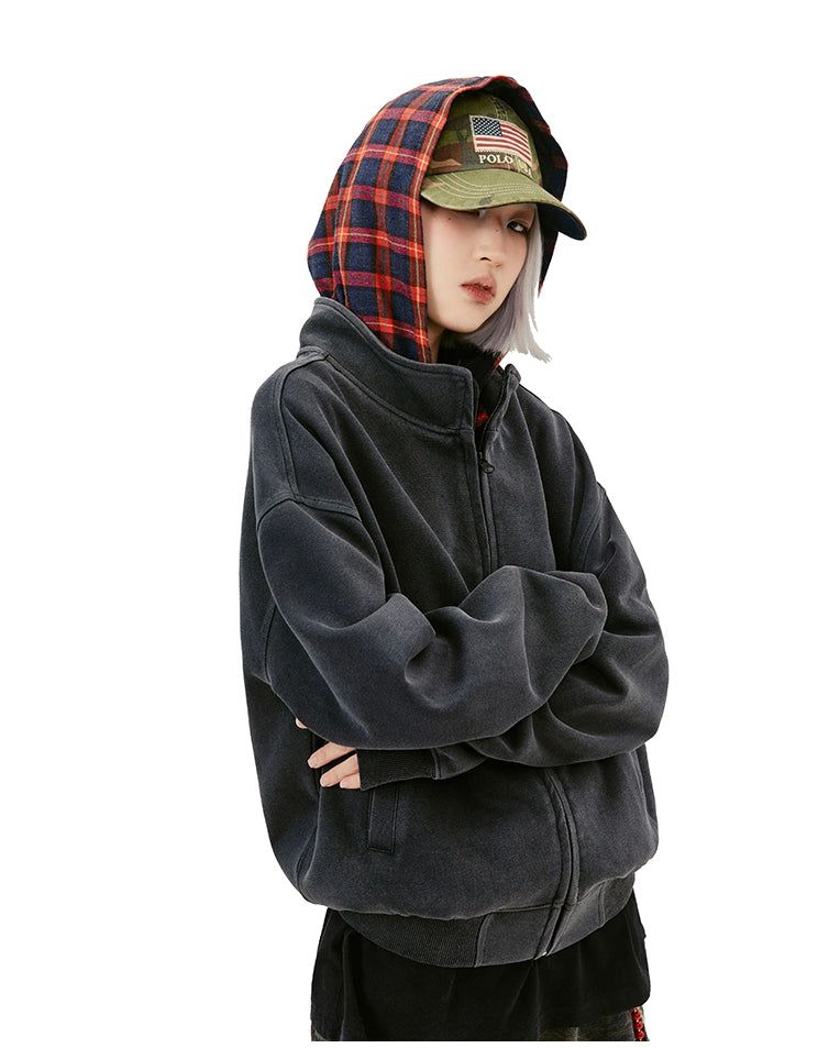 Plaid Pattern Hood Jacket