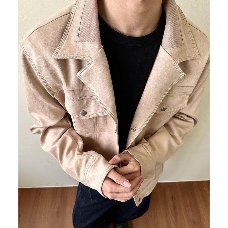 Buttoned Mini Pockets PU Leather Jacket