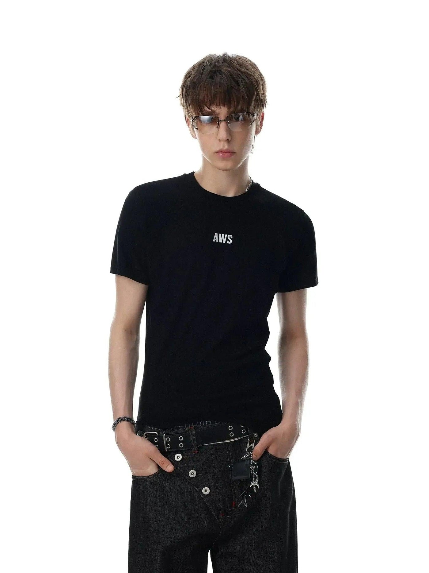 Textured Graphic Letter T-Shirt