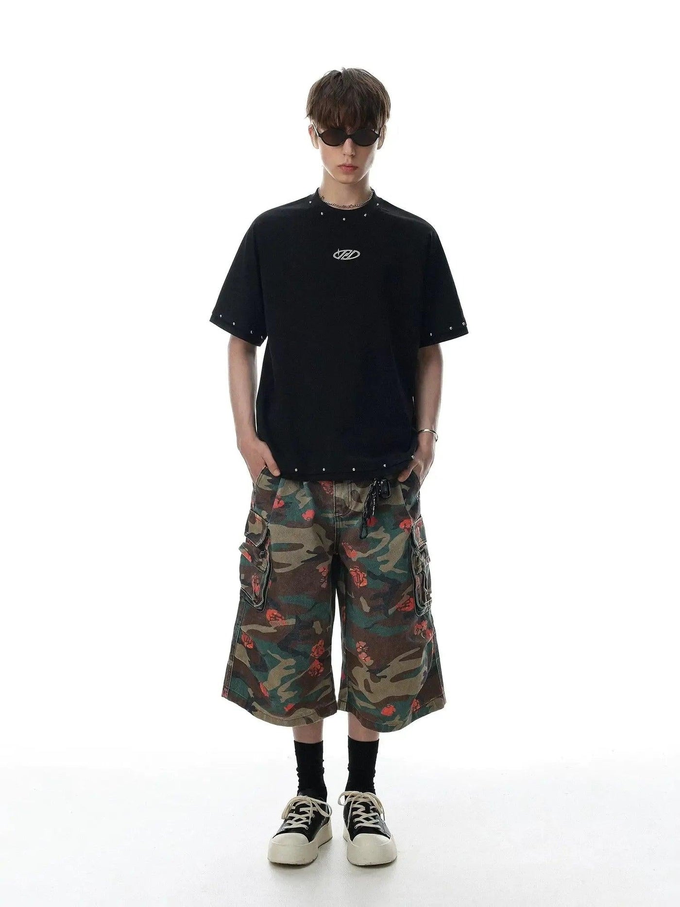 Distressed Rivet Layered T-Shirt