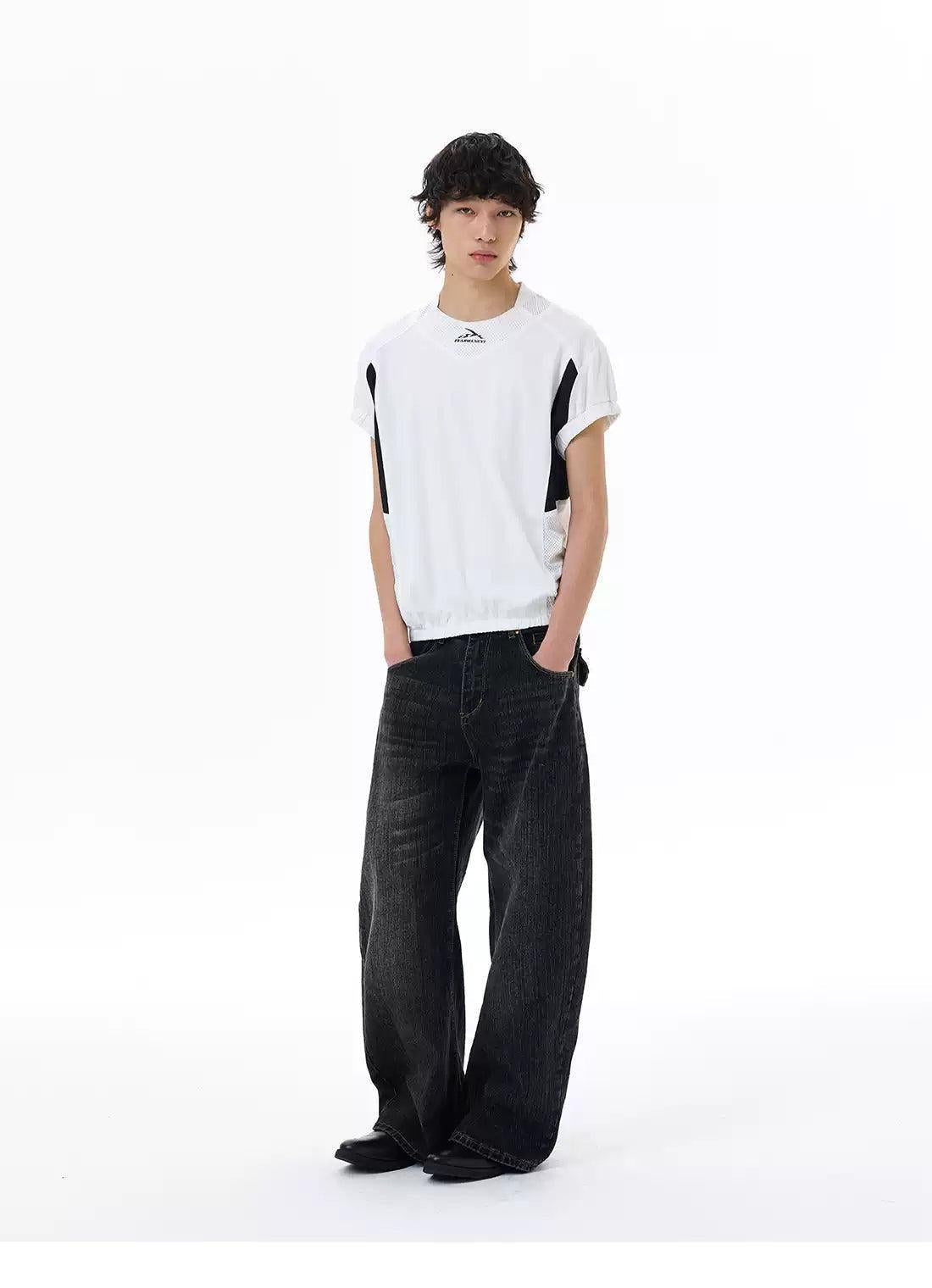 Ruched Hem Spliced Panel T-Shirt