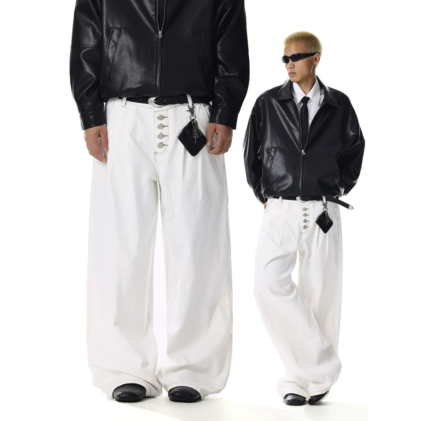 Five-Buttoned Wide Leg Pants