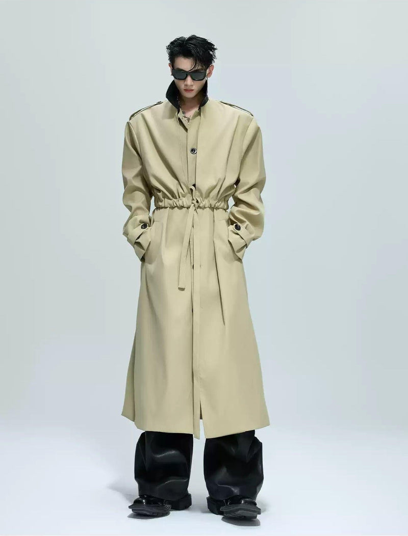 Cinched Waist Versatile Long Coat