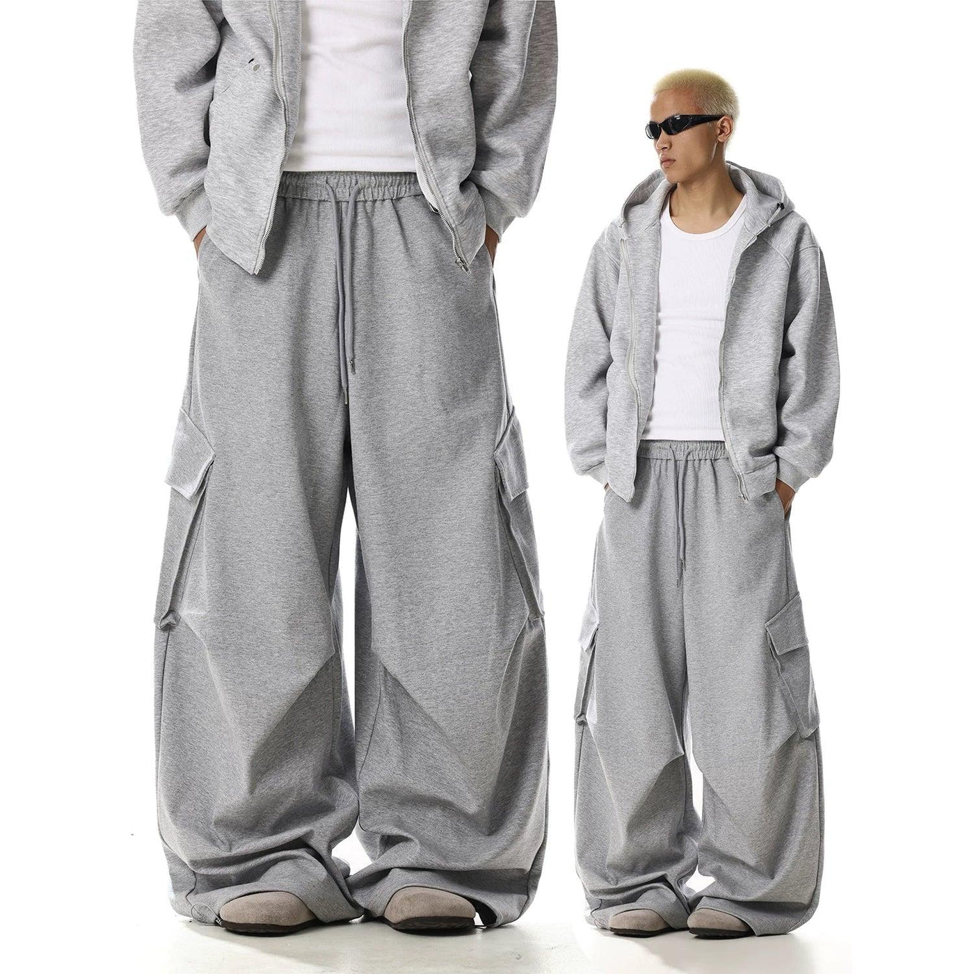 Pleated Elastic Waist Cargo Pants