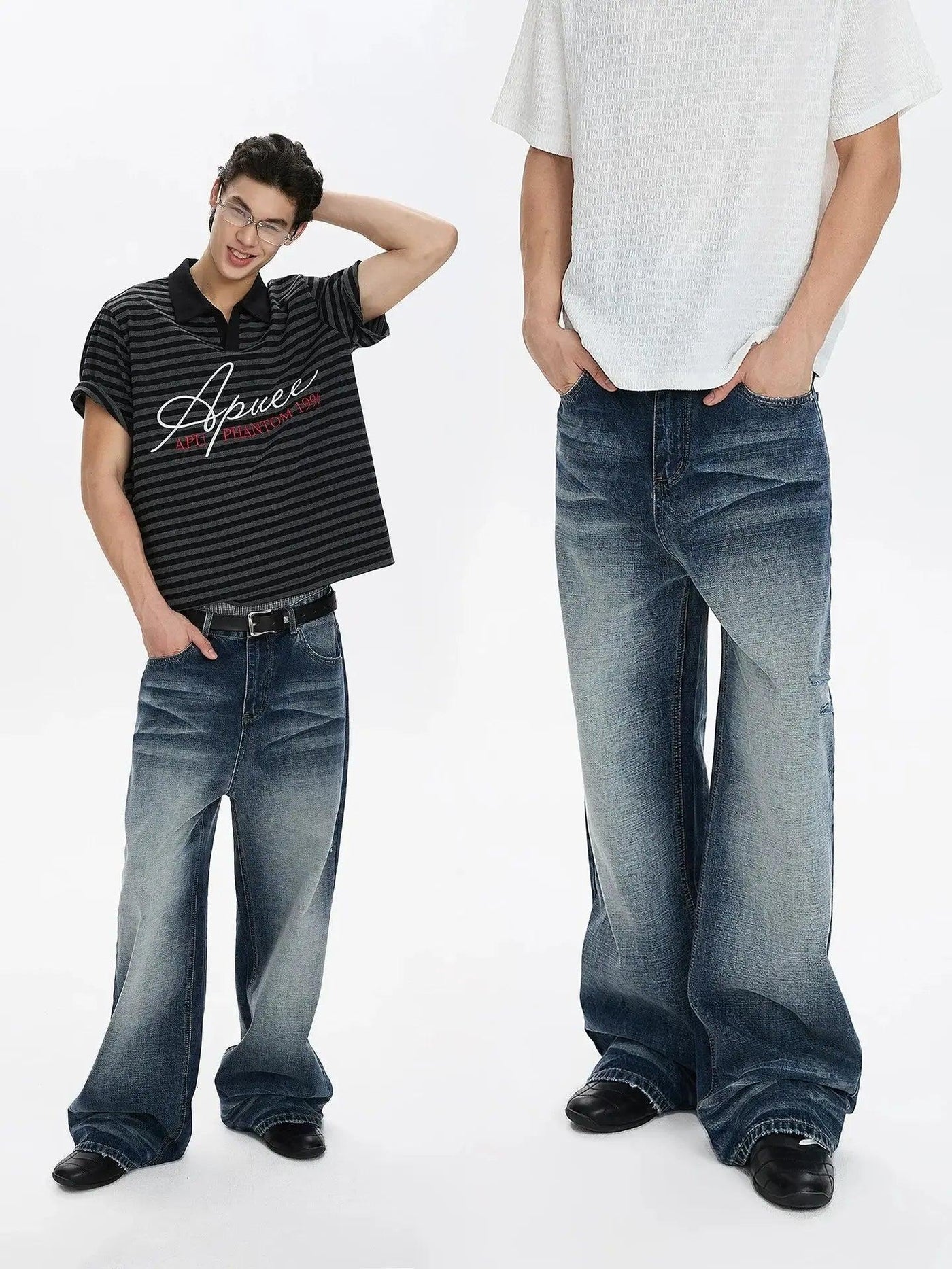 Faded Grunge Straight Leg Jeans