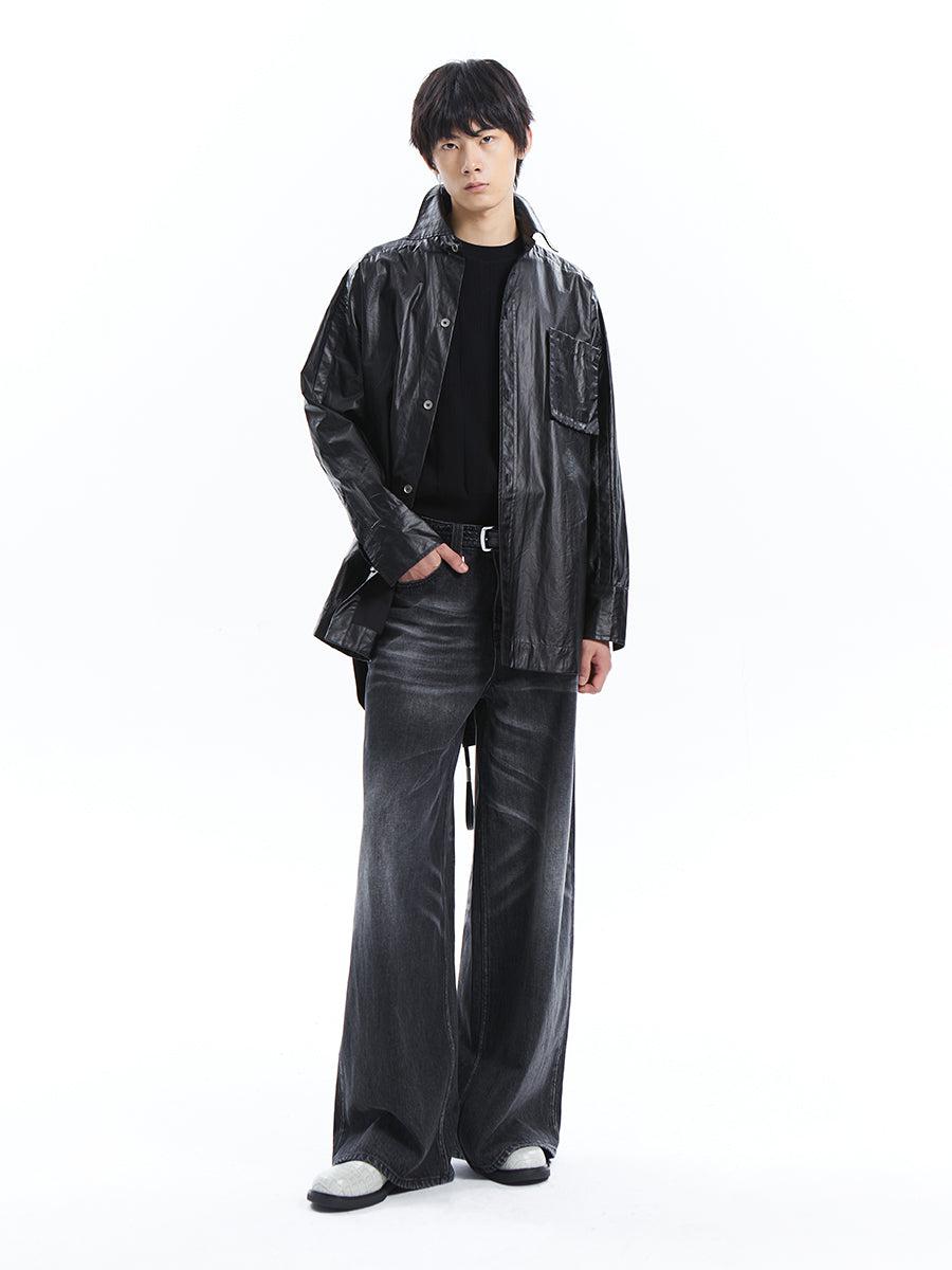 Whisker Emphasis Wide Cut Jeans