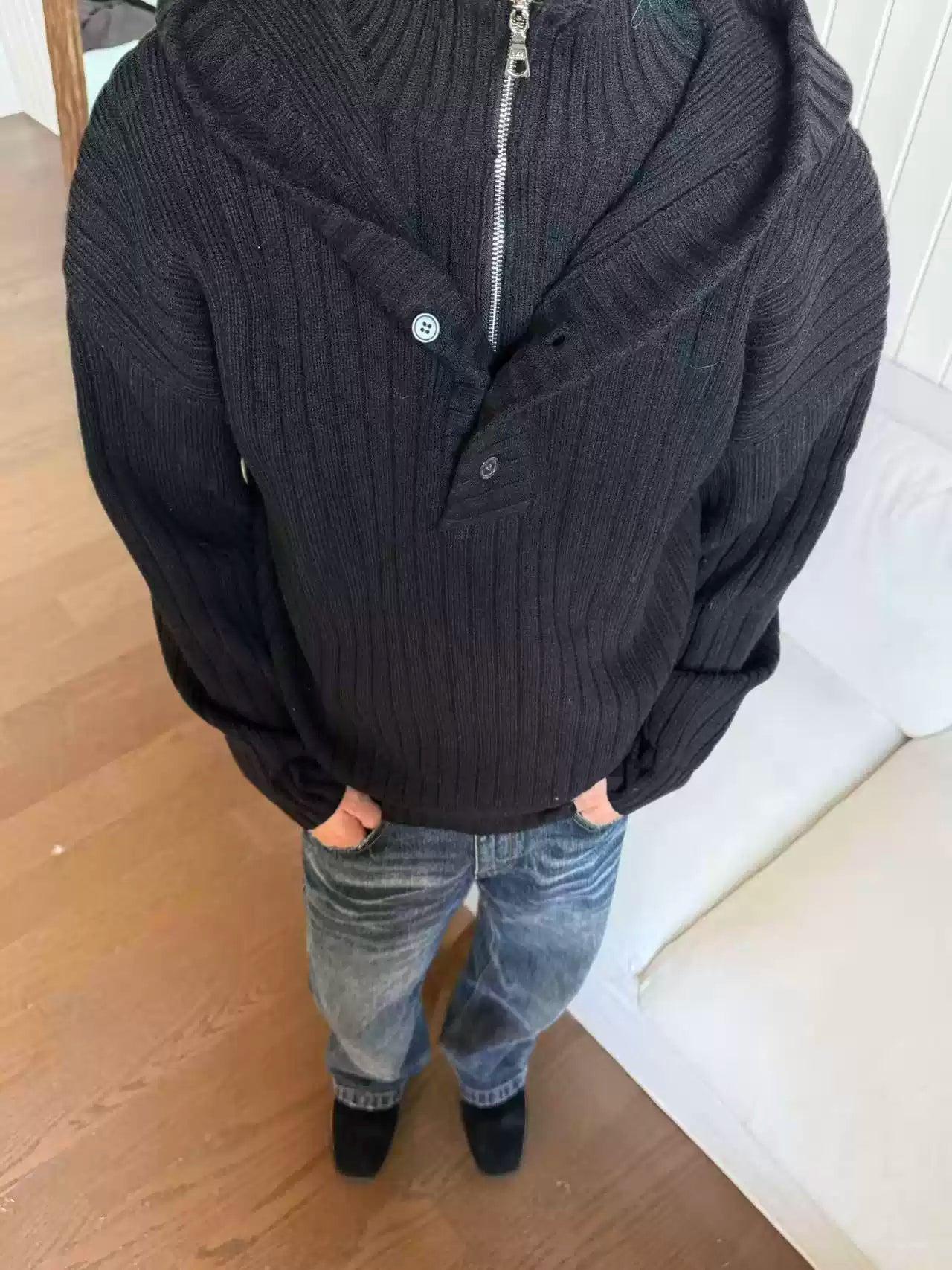 Layered Zip-Up Lined Hooded Sweater