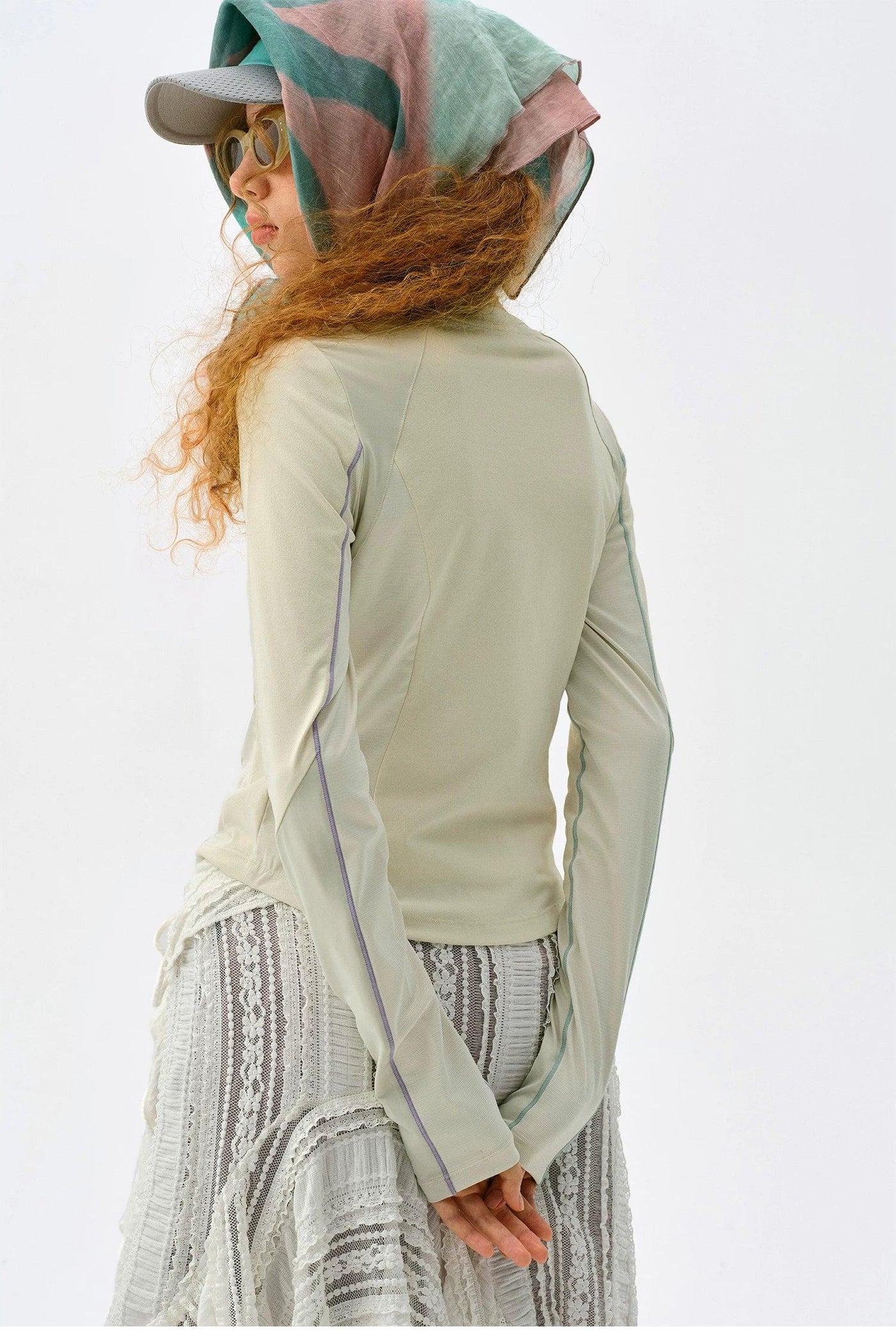 Panel Spliced Slim Fit L/S T-Shirt
