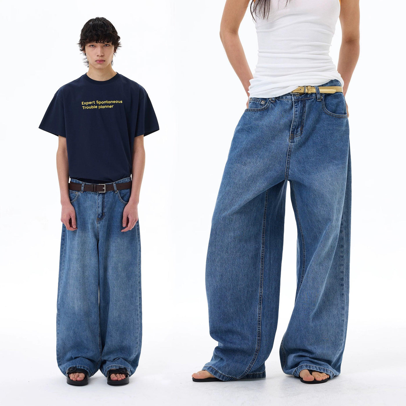 Washed Straight Leg Jeans