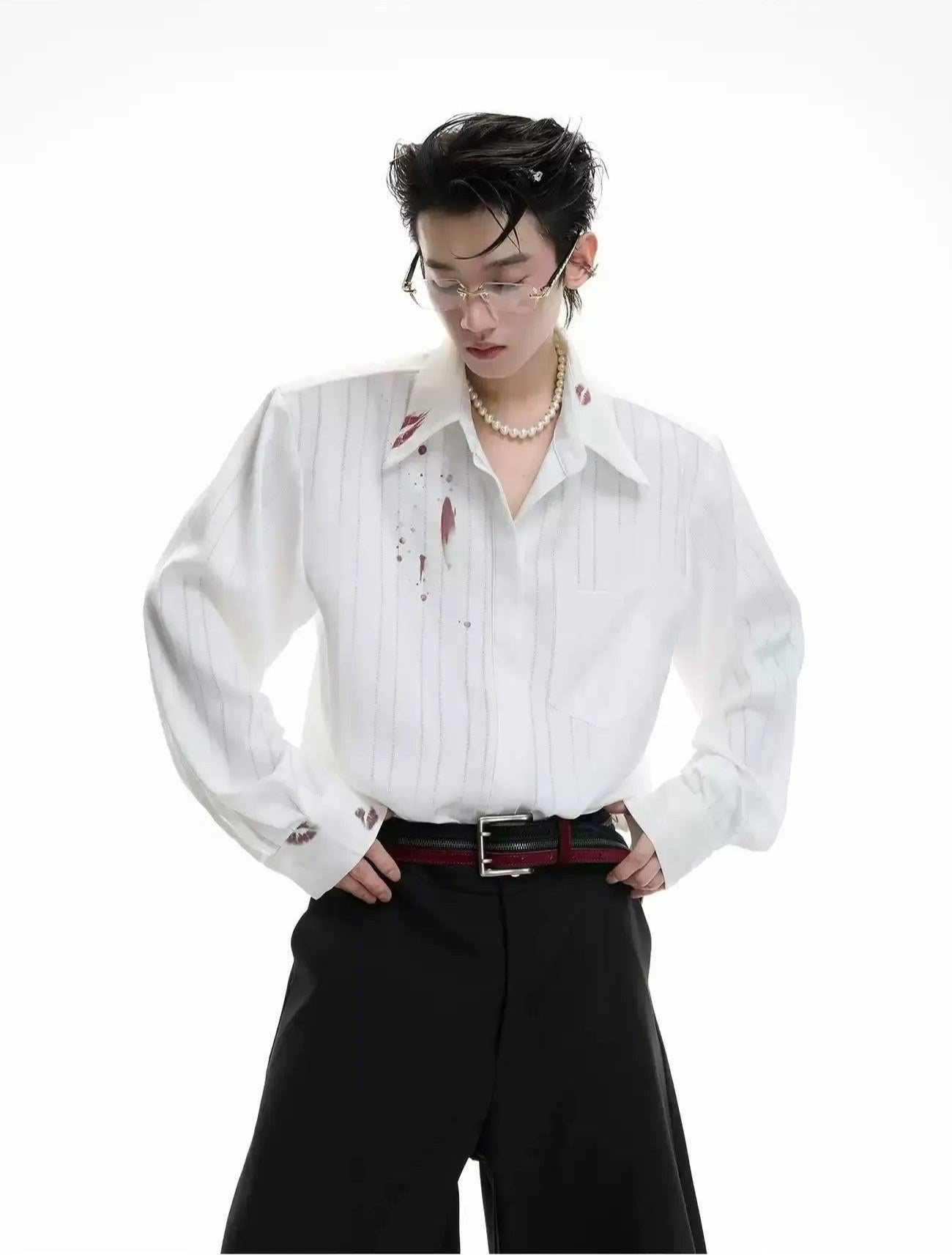 Line Textured Sheer Buttoned Shirt