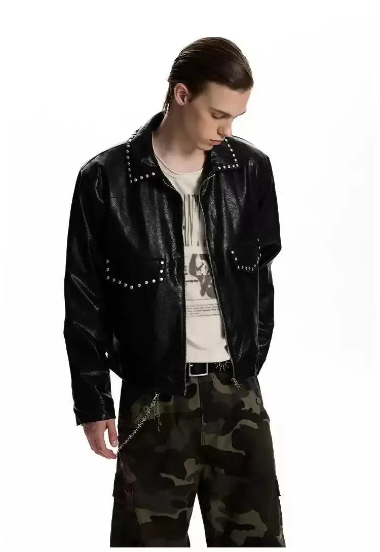 Metal Detailing PU Leather Jacket
