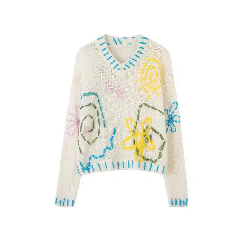 Stitched Outline Boxy Sweater