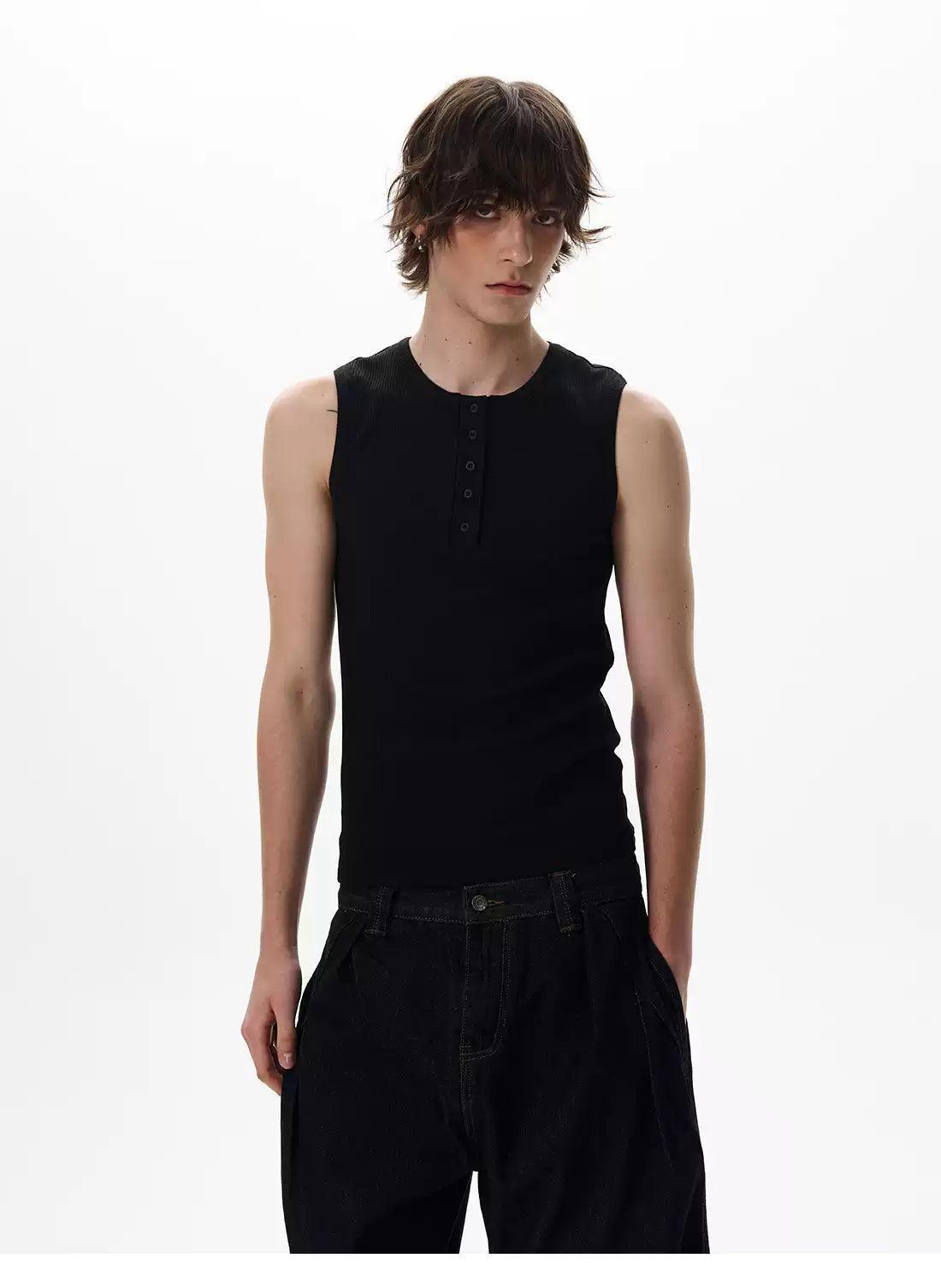 Henley Collar Slim Fit Tank Top