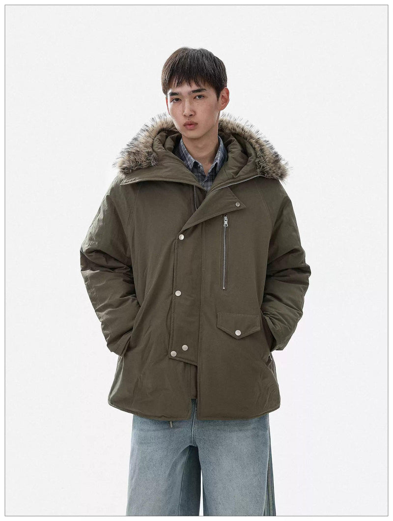 Fur Hooded Utility Jacket