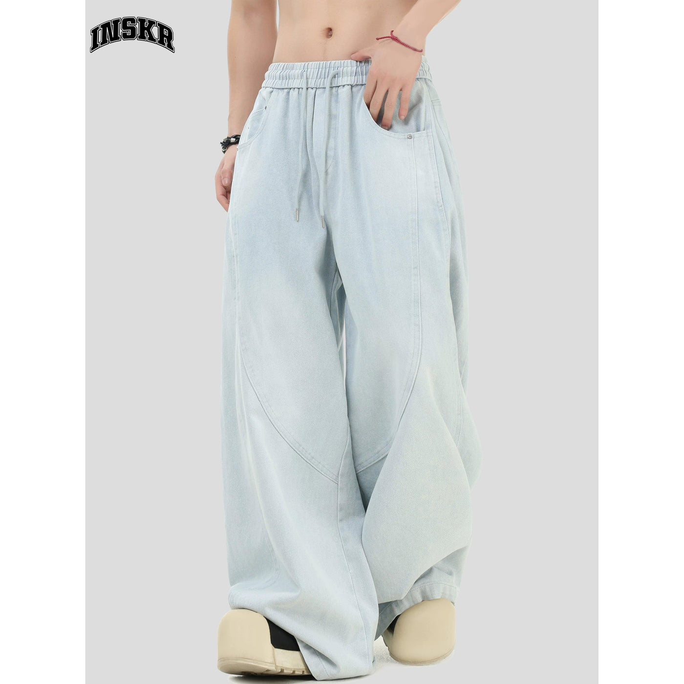 Gartered Washed Drawstring Jeans