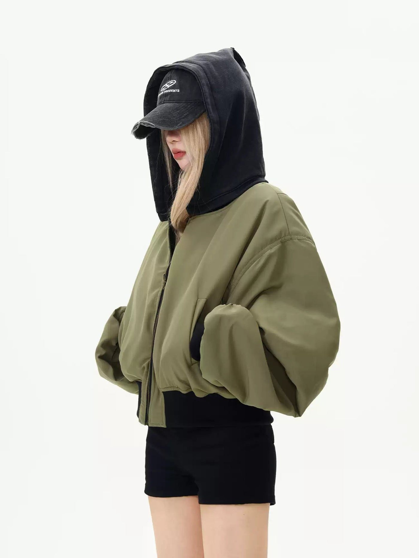 Removable Hood Reversible PU Leather Jacket