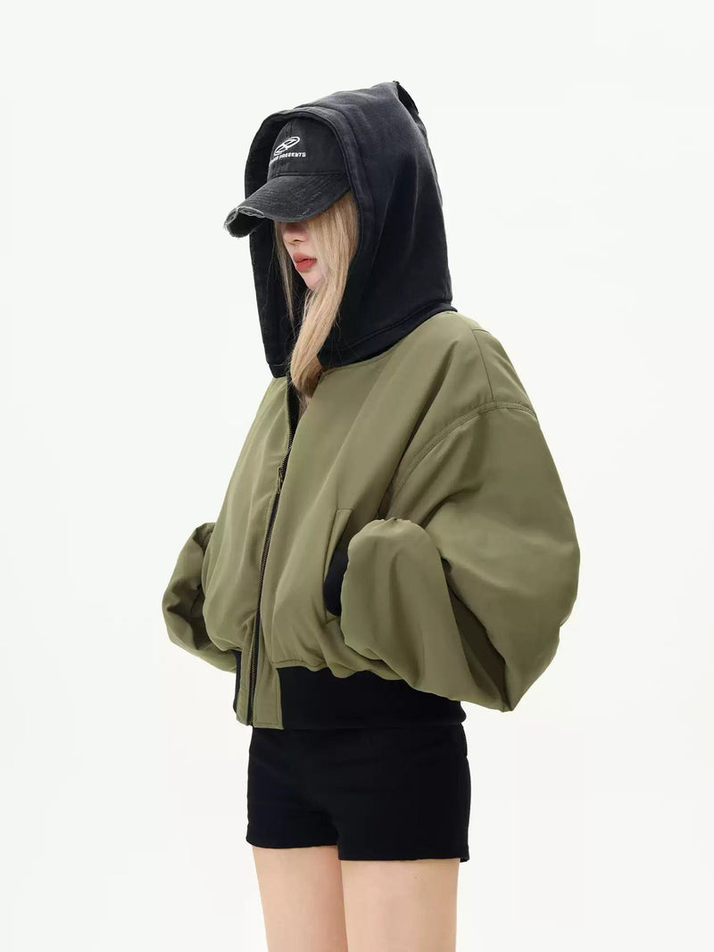 Removable Hood Reversible PU Leather Jacket