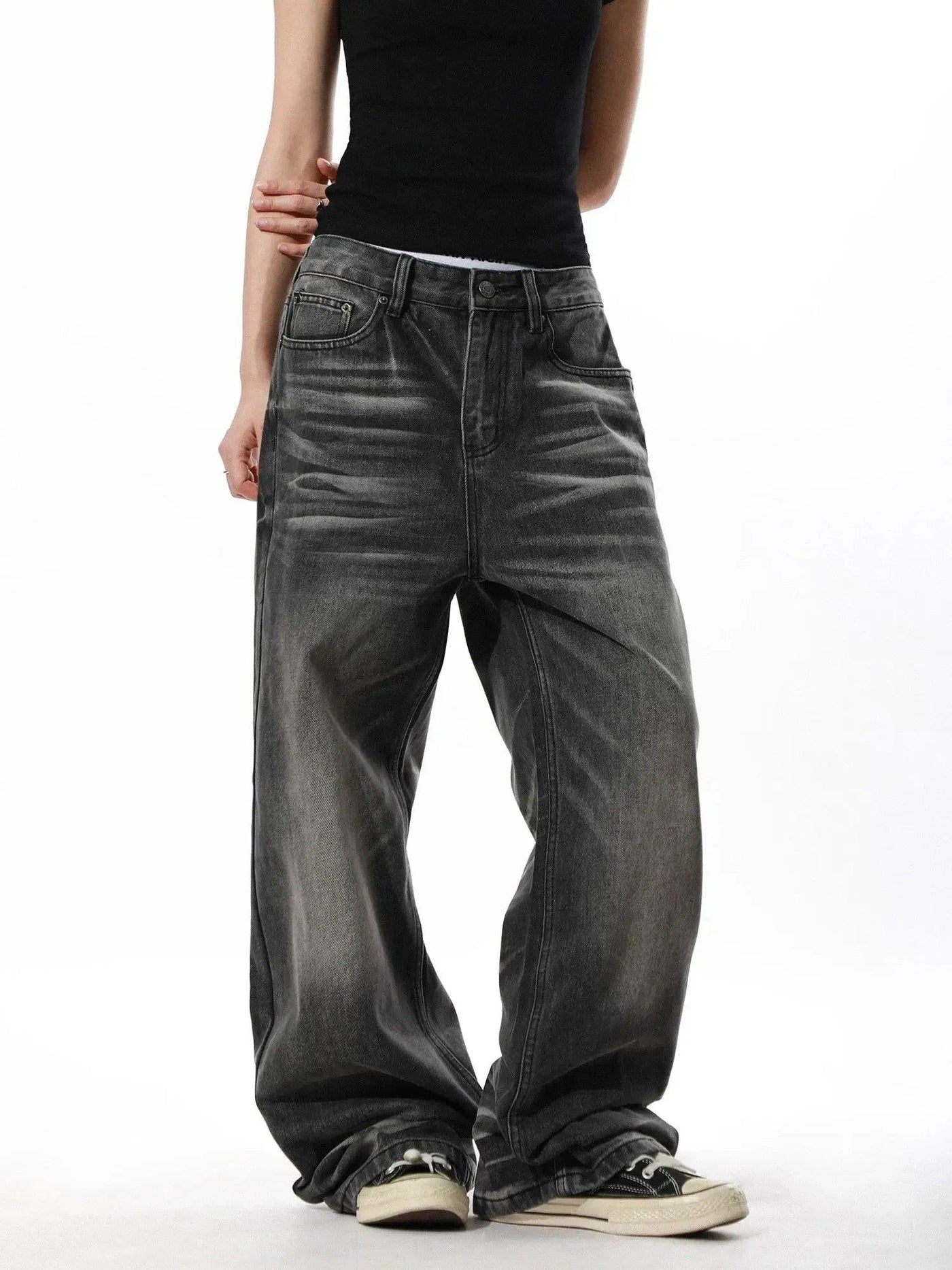 Vintage Distressed Straight Leg Jeans