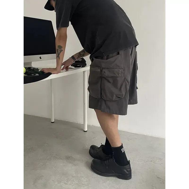Vintage Washed Zip Pocket Cargo Shorts