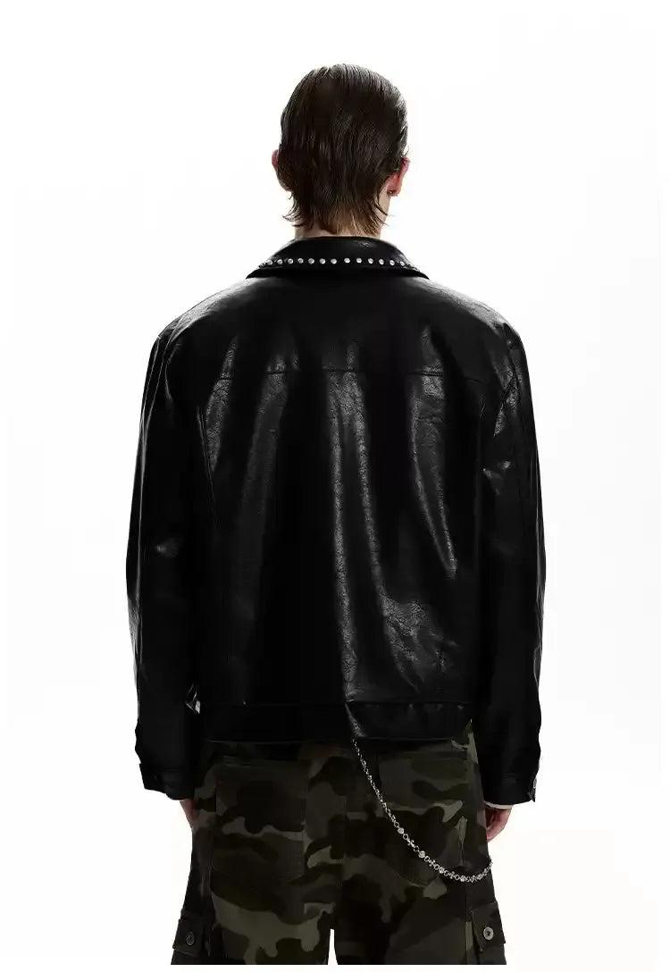 Metal Detailing PU Leather Jacket